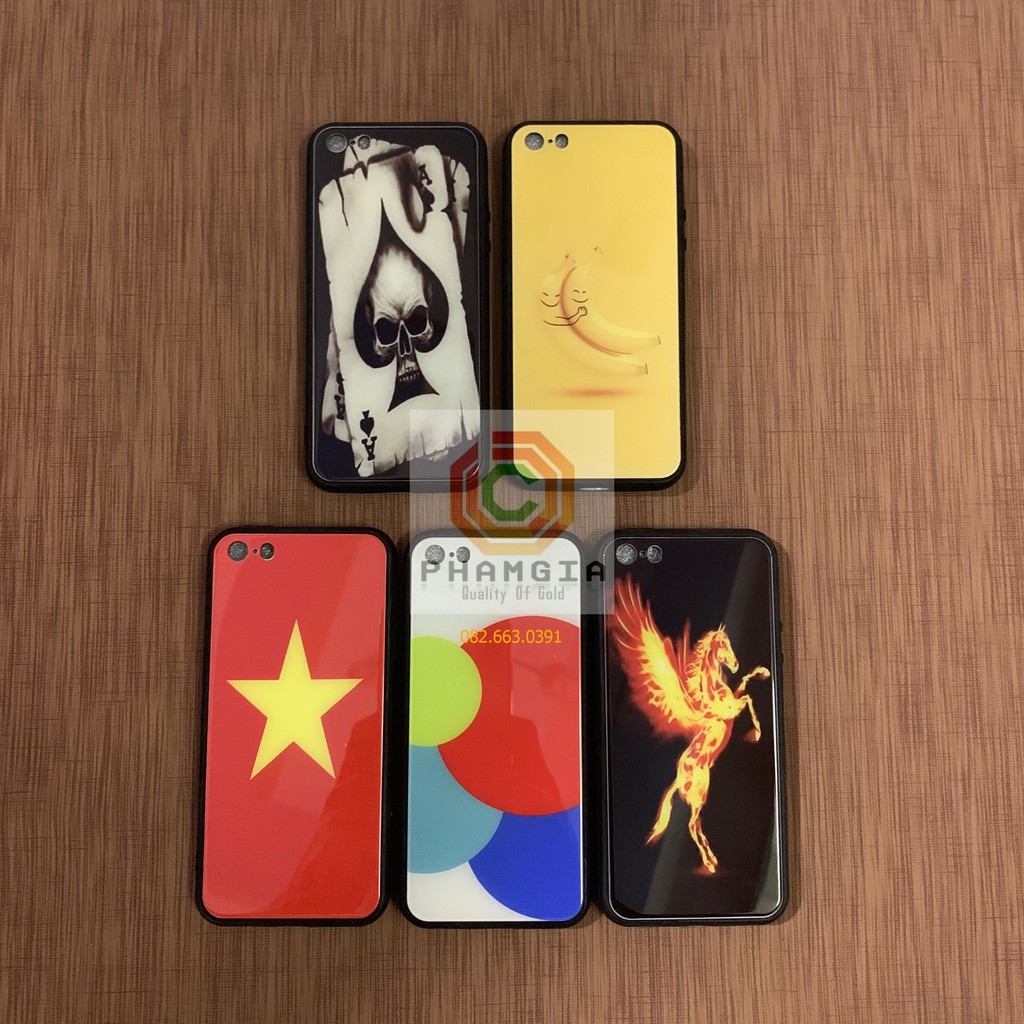 Ốp lưng kính cường lực iphone 5 bóng bẩy siêu đẹp, viền dẻo đen silicon