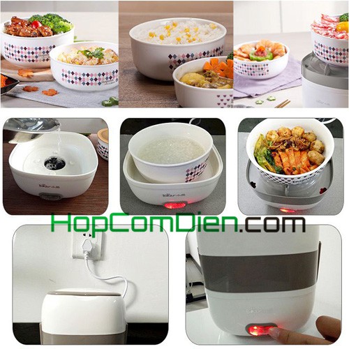 Hộp cơm điện 2 tầng bát gốm sứ 1.2 lít xinh xắn | BigBuy360 - bigbuy360.vn
