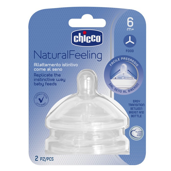 [Sản xuất tại Ý] Bộ 2 núm ty NATURAL FEELING Chicco các size