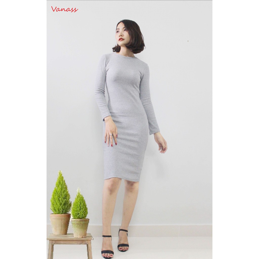 FREESHIP ĐƠN 99K_[ Freeship] Đầm body thun gân tay dài kèm ảnh thật | BigBuy360 - bigbuy360.vn