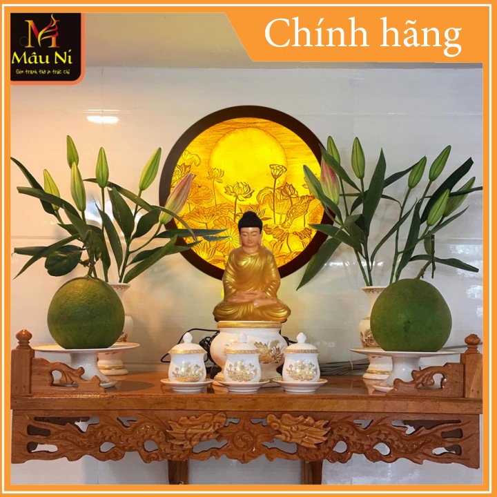 ĐÈN HOA SEN Phòng Thờ Siêu Đẹp Gắn Tường, đường kính 30cm, MÂU NI [ rất đẹp sáng rực bàn thờ ]