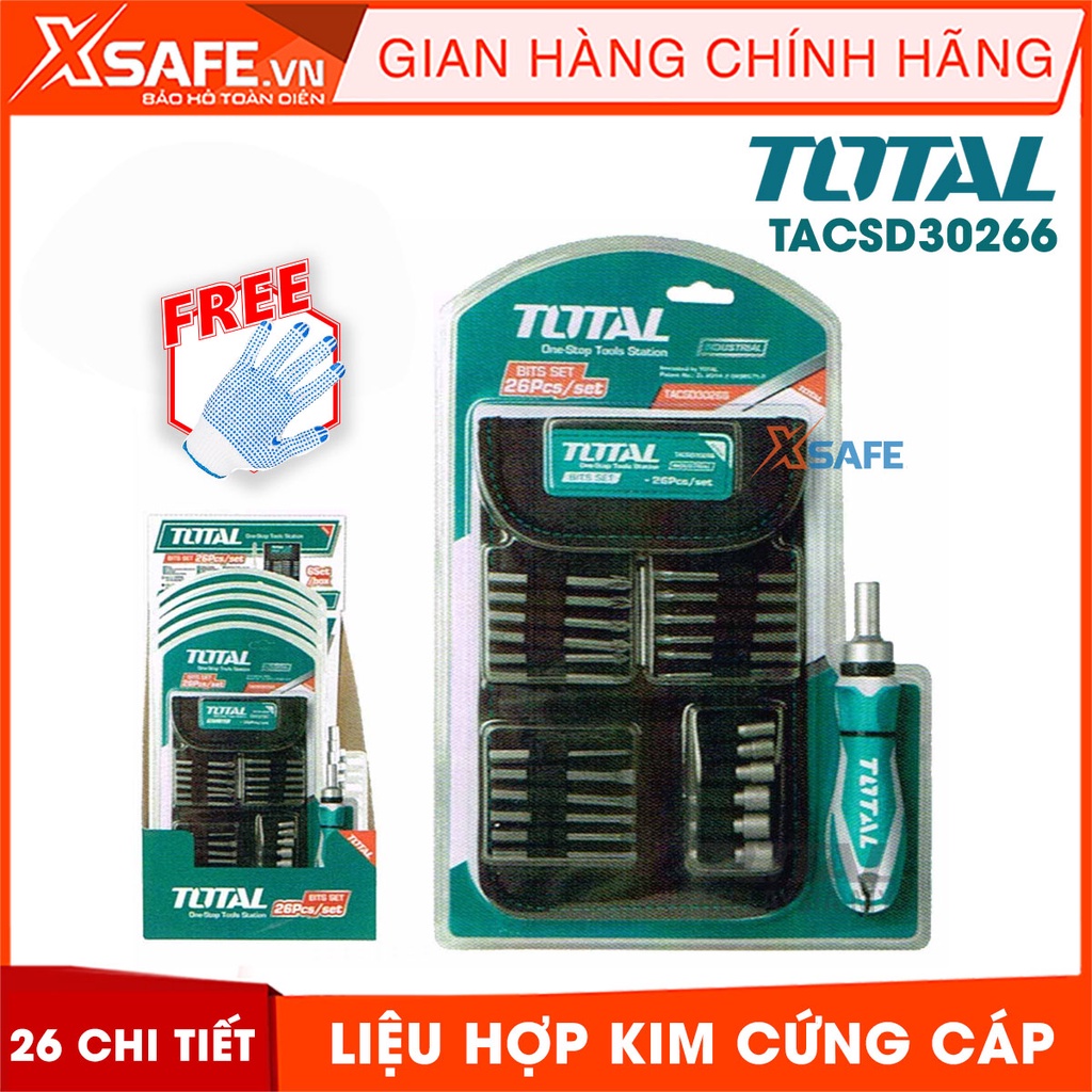 Bộ tua vít đa năng 26 chi tiết TOTAL TACSD30266 Bộ tuốc nơ vít titanium siêu bền, thiết kế nhỏ gọn dễ sử dụng