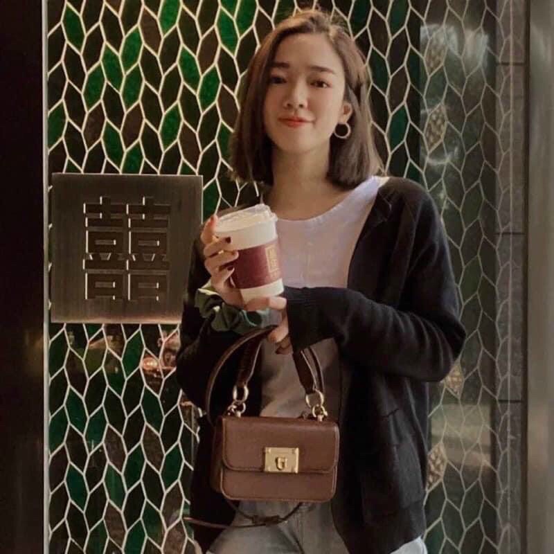 Túi xách nữ quai tết CnK đeo chéo, khoá dập logo size 18 hàng  đẹp