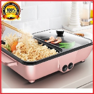 KHUYẾN MÃI SỐC - Bếp lẩu nướng BBQ 2 trong 1 cho gia đình công tắc riêng tiện dụng, bề mặt phủ men chống dính siêu bền