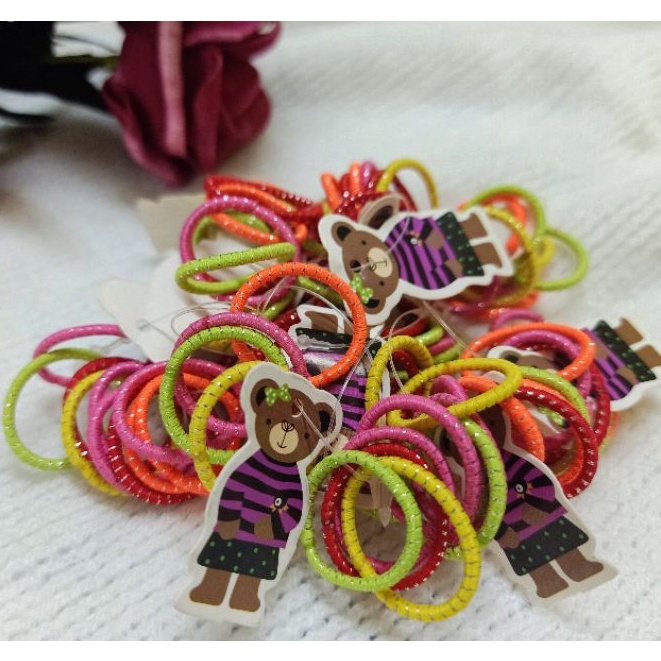 Set 100 thun cột tóc cầu vồng size baby