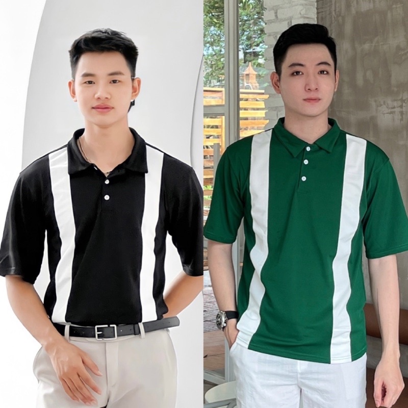 Áo Thun Polo Nam Phối Sọc Trắng Vải Cá Sấu Premium Mr Smile 99 Shop