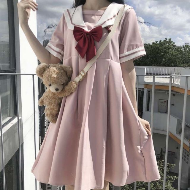 Đầm dáng suông nữ sinh thắt nơ Lolia ngọt ngào 🌸