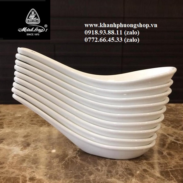 bộ 10 muỗng lys trắng sứ Minh Long - muỗng lys trắng sứ