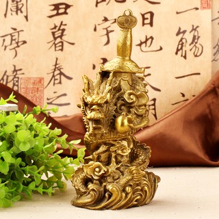 Tượng rồng cuốn kiểm bằng đồng thau cỡ trung phong thủy Hồng Thắng