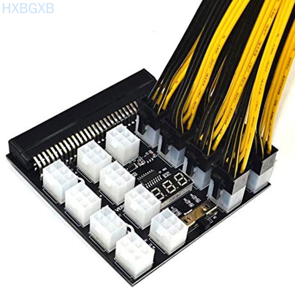 HXBG Server Power Adapter Power Supply Breakout Board 12 17x6pin PCI-E Output Adapter Board with Manual Switch