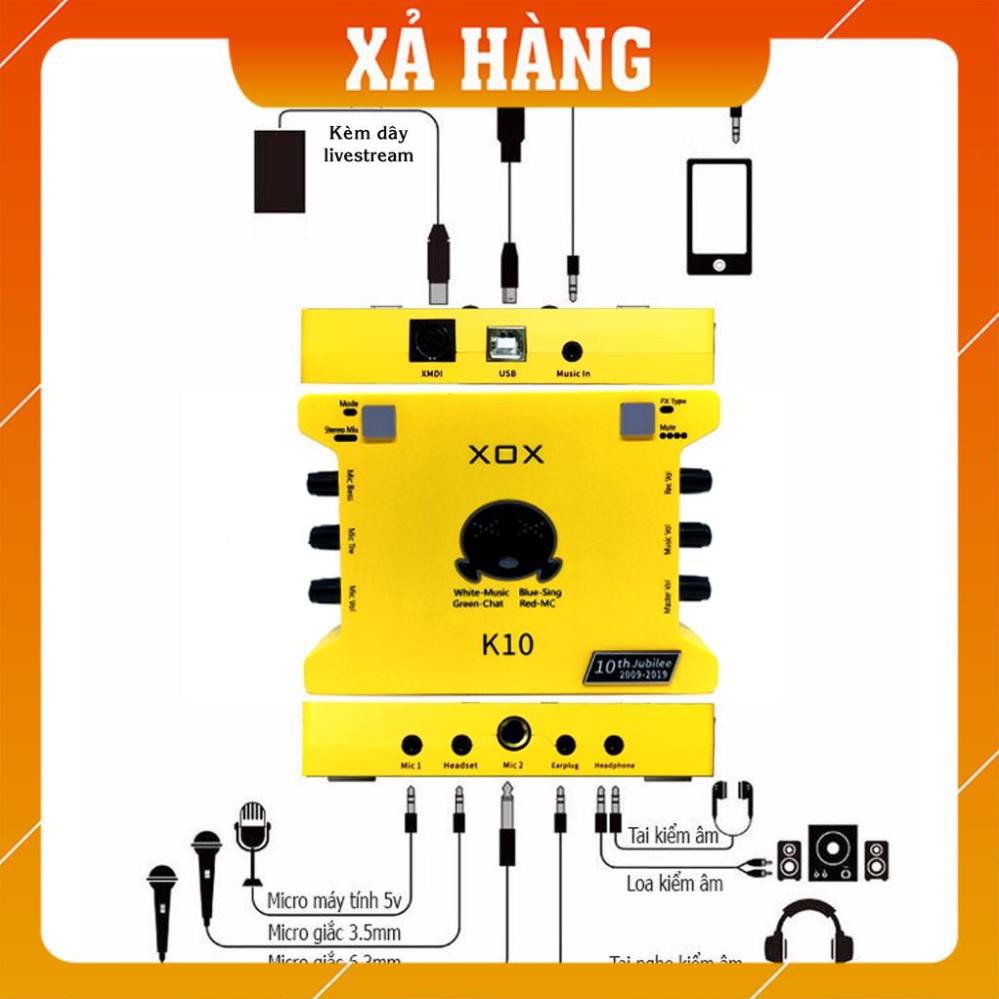 Bộ mic thu âm ISK at100 sound card xox k10 2020 phiên bản tiếng anh chân dây - combo livestream micro AT100