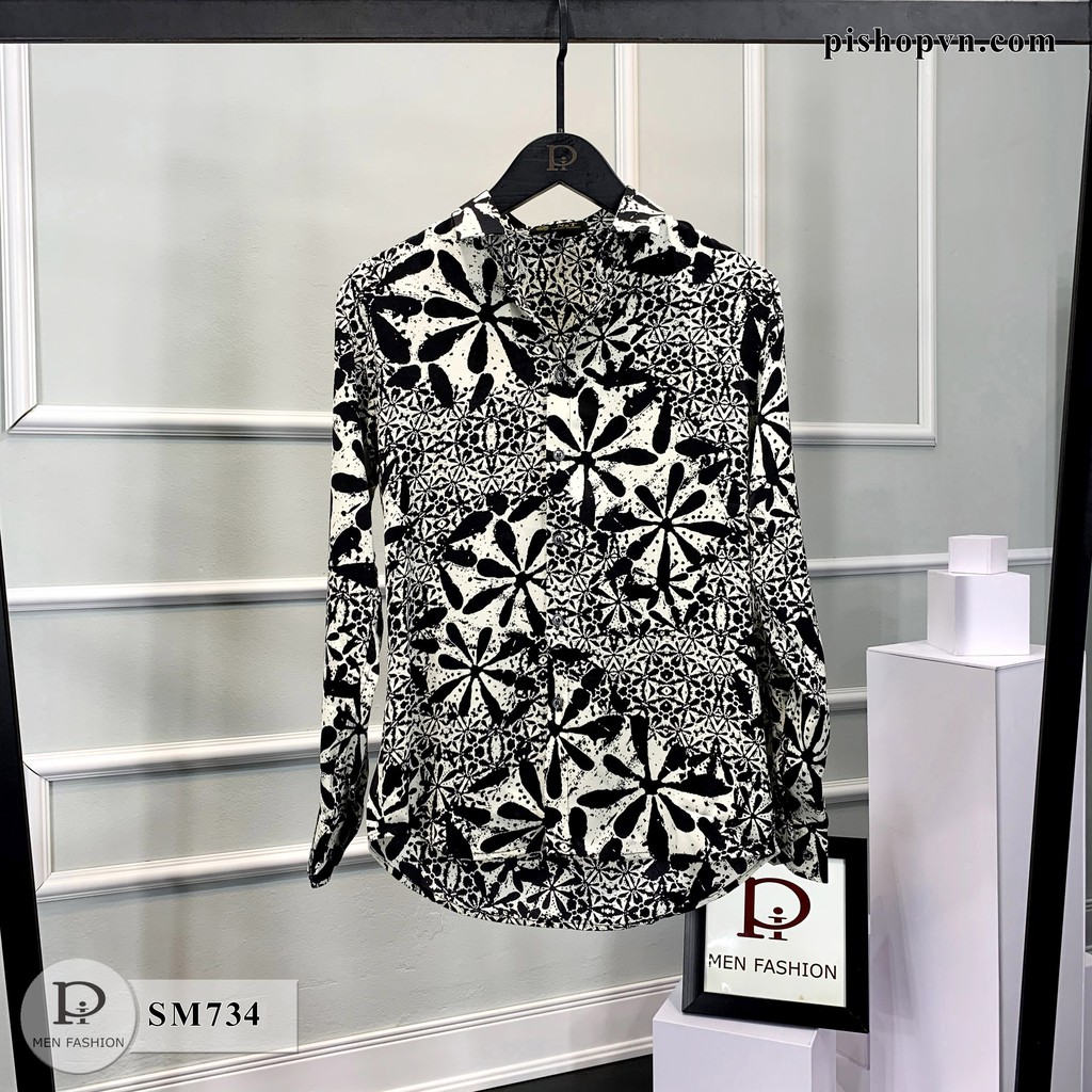 Áo sơ mi nam dài tay họa tiết đẹp, chất lụa mềm hàng cao cấp SM701 htstore | BigBuy360 - bigbuy360.vn