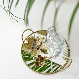 Khay đựng nước hoa tròn mặt gương có quai cầm Gold74