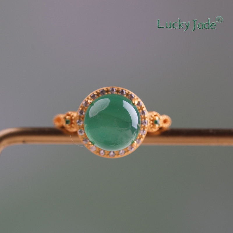 Nhẫn Mạ Vàng 18K Đính Hạt Ngọc Bích Thời Trang