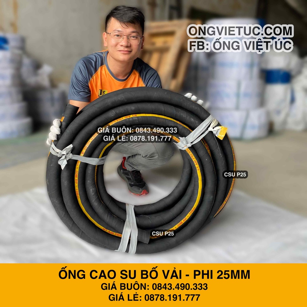 Ống cao su bố vải Việt Úc Phi 25mm loại 20Bar - Cuộn 20m  - hàng chính hãng KT