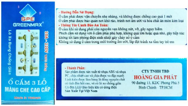 Ổ cắm điện 3 lỗ cao cấp / Có màng che bảo vệ & lò xo chân kẹp phích chống giãn