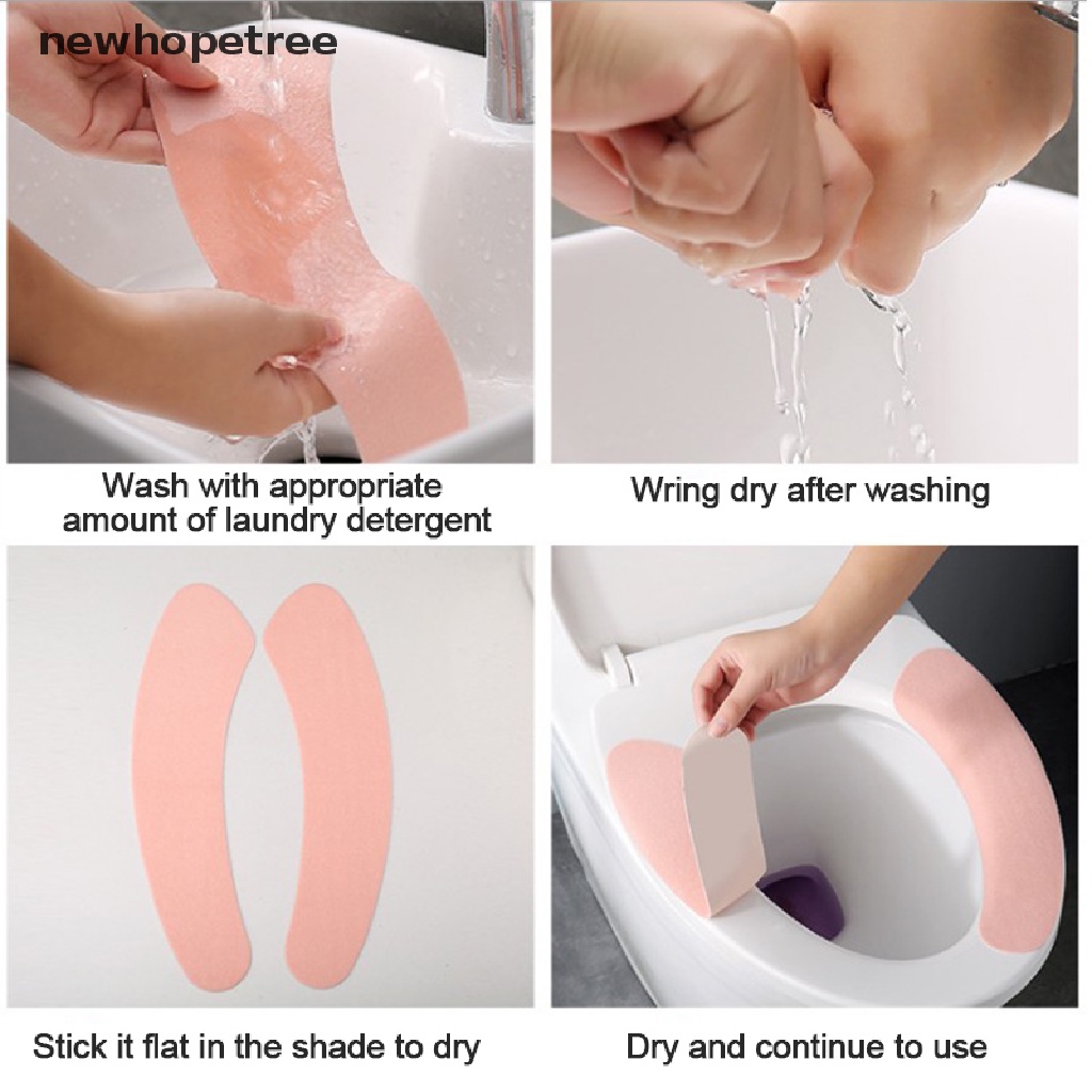 newhopetree 1 Pair Warmer Toilet Seat Mat Washable Cushion Sticker Crop Tiolet Seat Cover OIK