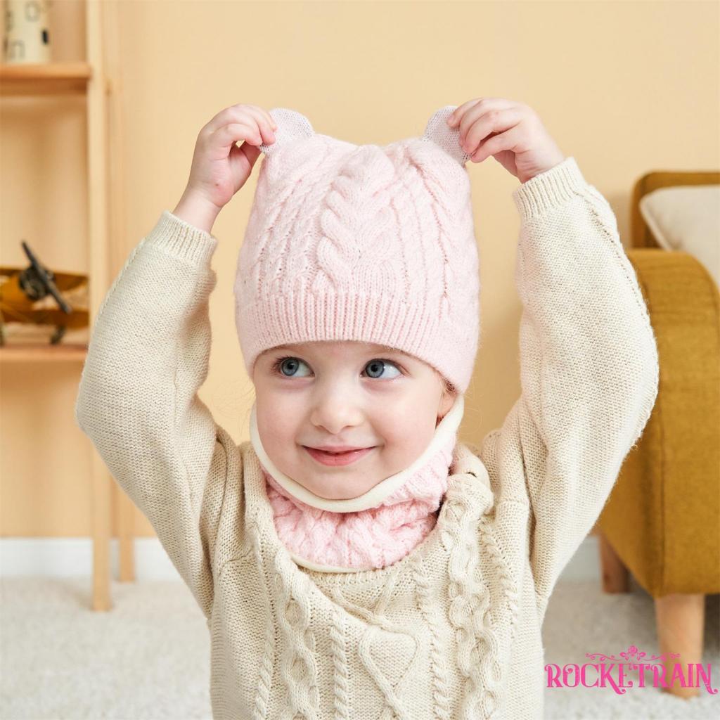 Set Mũ beanie Kèm Khăn Choàng Cổ Dễ Thương Cho Bé