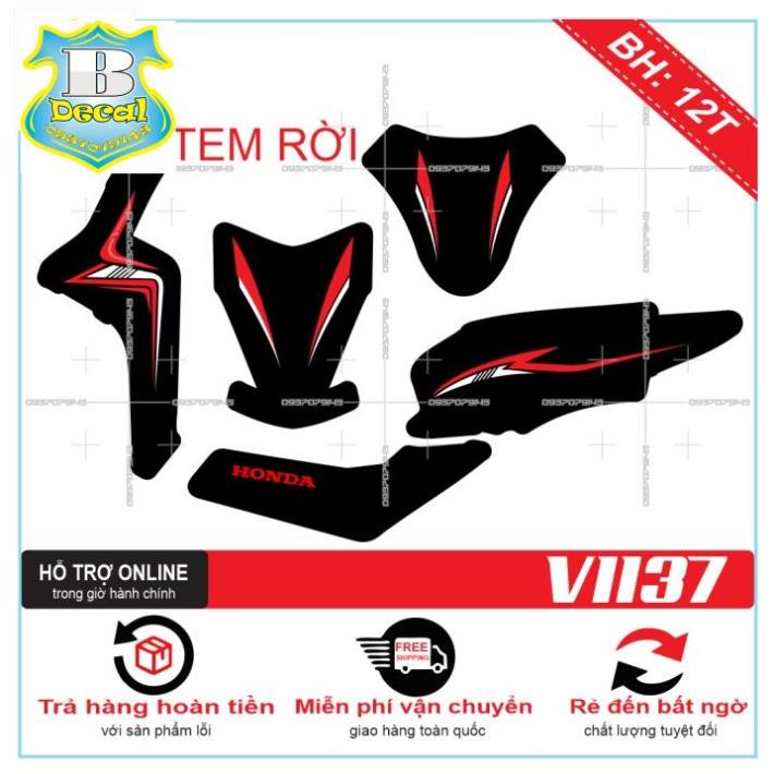 ( Quí khách vui lòng mang ra tiệm cho thợ dán ) Tem VISION 2016 CHỈ ĐỎ ĐEN 1137 [Bi Decal]