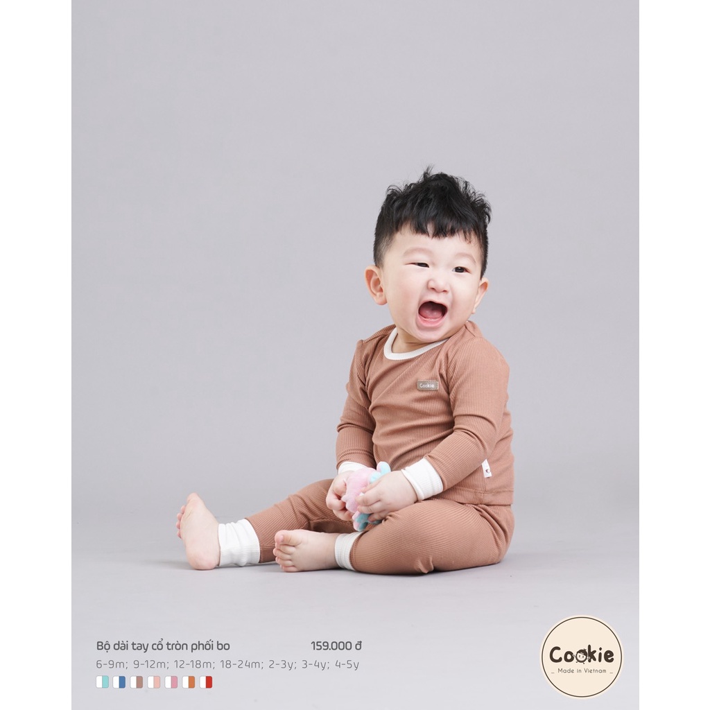 COOKIE - Bộ dài tay cổ tròn phối bo cho bé trai/bé gái