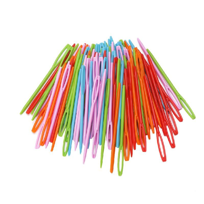 100 Chiếc Kim Khâu Bằng Nhựa 7Cm Đầy Màu Sắc Cho Trẻ Em