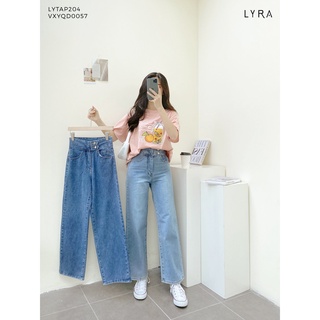 Quần jeans ống suông hai khuy cho nữ LYRA, vải bò hợp thời trang phong cách hàn Quốc-VXYQD0057