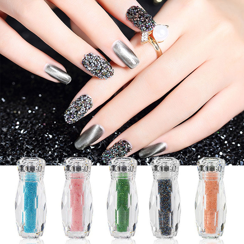 [Hàng mới về] Chai phụ kiện hạt đá pha lê mini AB 3D lấp lánh hỗn hợp trang trí móng tay