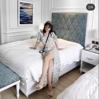 Set maxi hoa chân váy xẻ