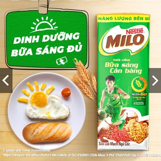 [DEAL SỐC] [SALE HOT] [MUA 3 TẶNG 1] [NOWSHIP GRAB] SỮA LÚA MẠCH NGŨ CỐC MILO BỮA SÁNG THÙNG 48 HỘP ỐNG HÚT X 180ML