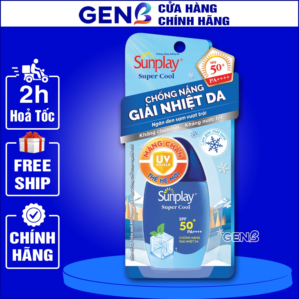 Kem Chống Nắng Sunplay Super Cool 30g Rohto Nhật Bản Kcn Da Mặt &amp; Toàn Thân Cho Da Dầu Mụn, Khô, Nhạy Cảm - Mỹ Phẩm GENB