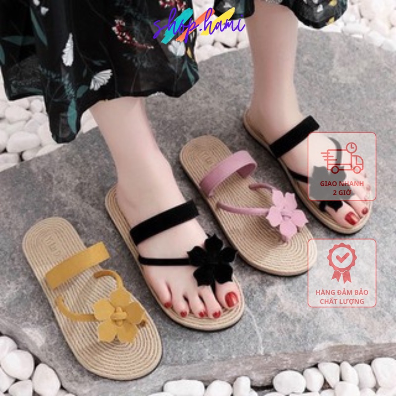 Dép Xỏ Ngón Hoa Cúc Nữ Giả Cói Mềm Mại, Chống Trơn Trượt, Với Nhiều Màu Xinh Tươi Có Đủ Size 36-40 SHOP HAMI D09