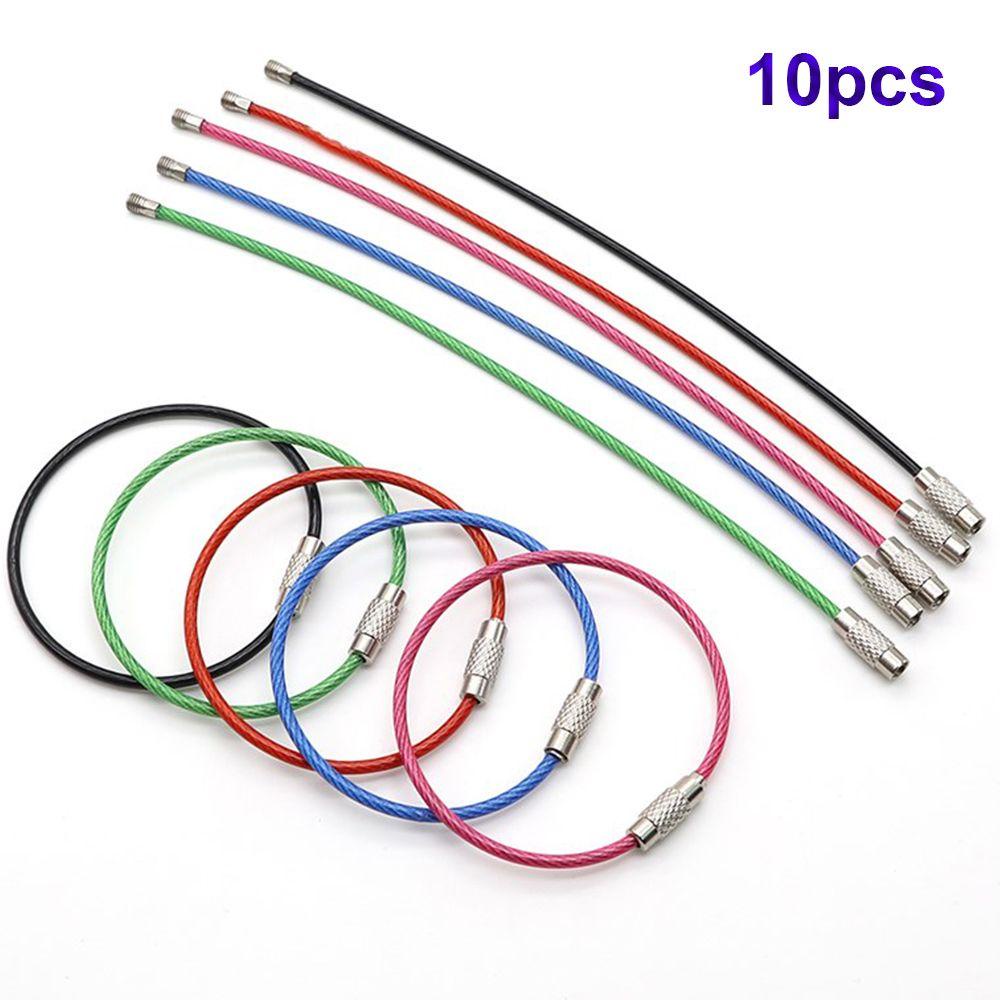 Set 10 Vòng Giữ Chìa Khóa Bằng Thép Không Gỉ Nhiều Màu Sắc Kèm Ốc Vít Tiện Dụng