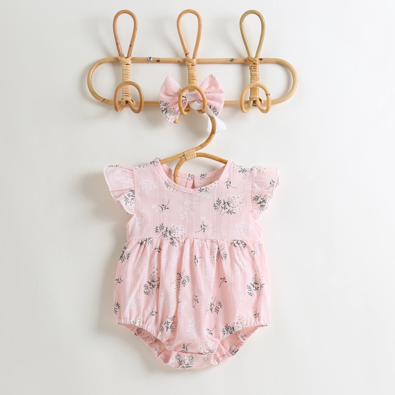 Bộ Áo Liền Quần Bằng Cotton Phối Ren Thời Trang Mùa Hè Cho Bé Gái