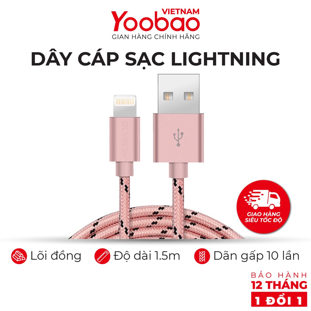 Cáp lightning Yoobao YB-422 Bọc dù - Dài 1.5M cực bền chắc