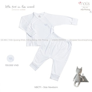 Bộ Quần Áo Nous Cài Lệch NB Trắng (Size Sơ Sinh)