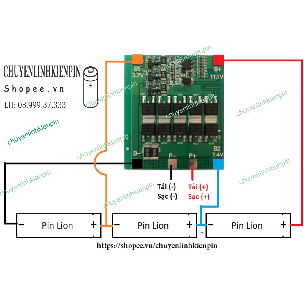 Mạch 3S 30A Full, bảo vệ Pin Lion ( BL64_54 )