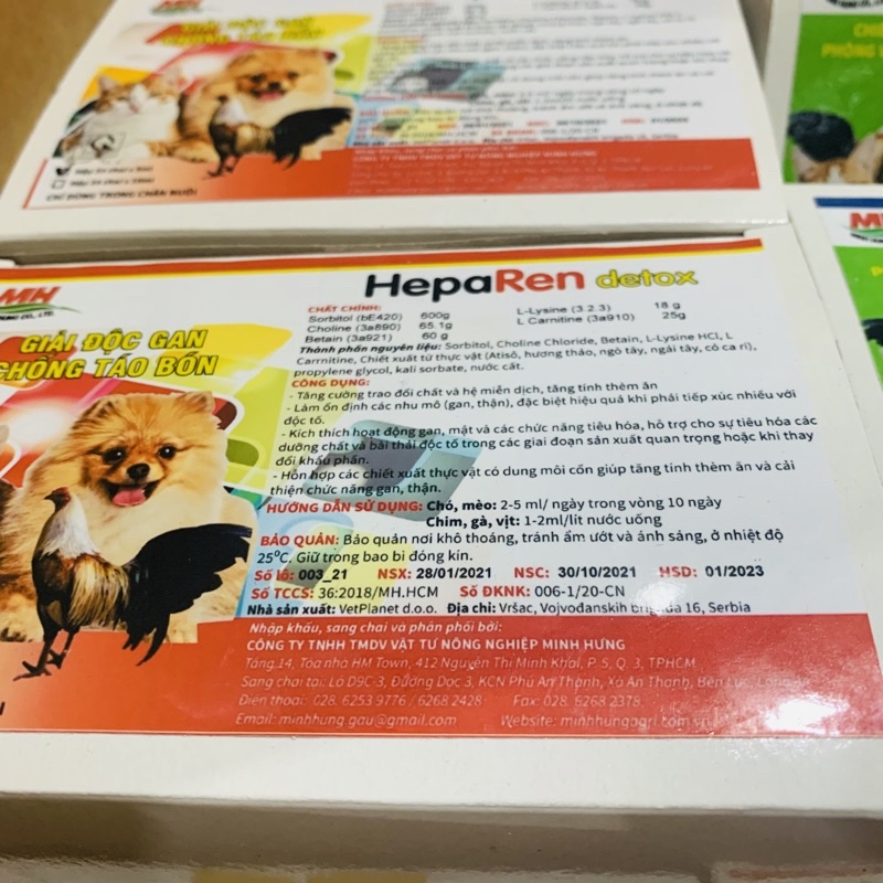HepaRen Detox giải độc gan cho chó mèo gà đá chiết xuất thảo mộc 1 lọ 5ml