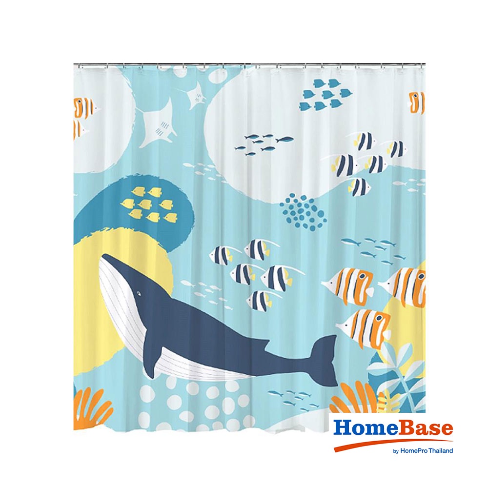 HOMEBASE MOYA Rèm màn cửa phòng tắm phòng ngủ họa tiết cá heo 180Dx180Hcm