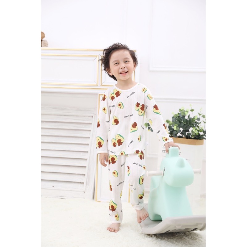 Đồ Ngủ Dài Tay Cho Bé size 1-7 tuổi, Bộ Cotton Lưới Dài Tay Chống Côn Trùng Đốt