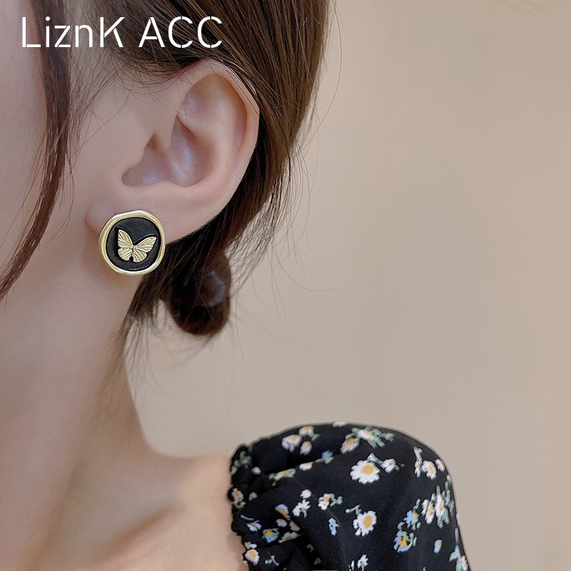 Bông Tai Hình Bướm Đen Phong Cách Cổ Điển Thời Trang Độc Đáo 2022 Cho Nữ