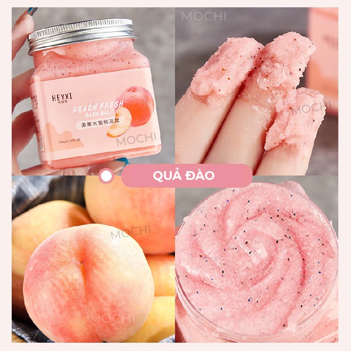 Muối Tắm Tẩy Tế Bào Chết l Da Chết Body Toàn Thân 4 Vị Trái Cây HEYXI 350g MOCHI SHOP Đào Kiwi Xoài Nho