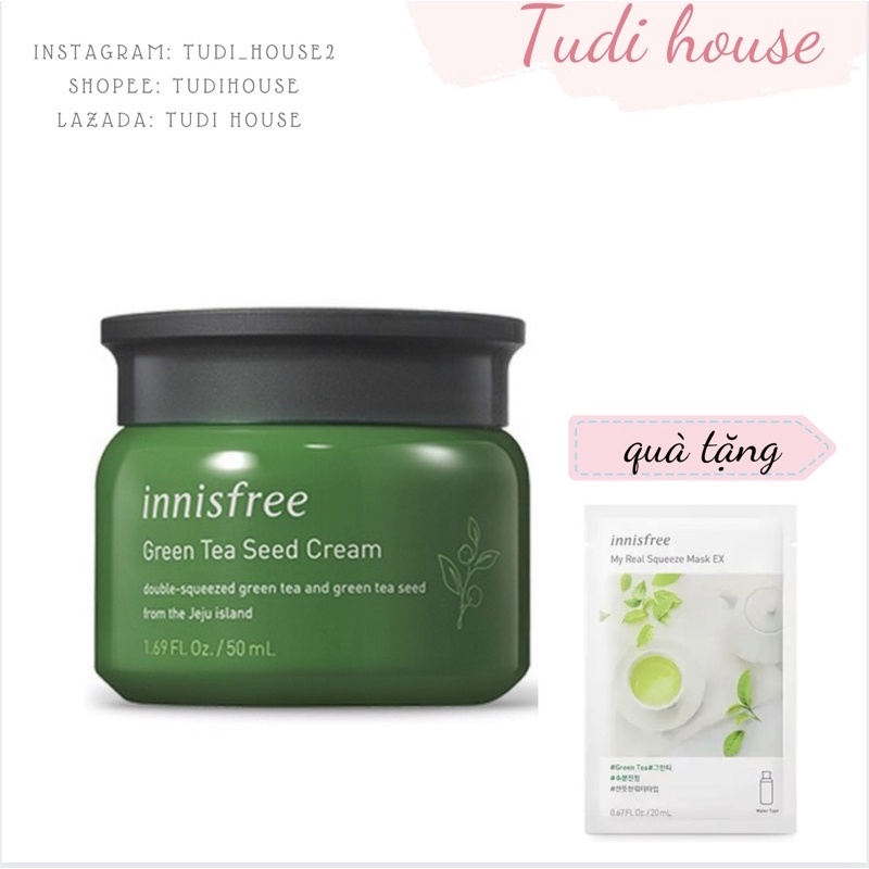 [ tặng kèm mặt nạ ] kem dưỡng Innisfree The Green Tea Seed Cream kem dưỡng