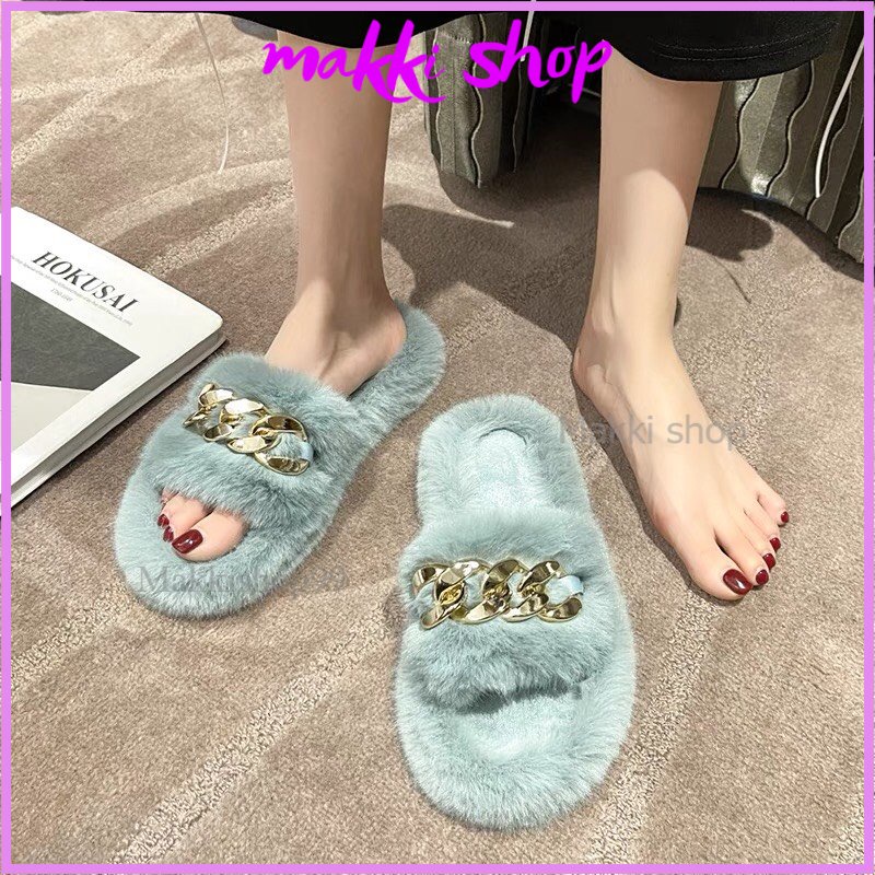 Dép lông xích siêu xinh mới, dép nữ mang trong nhà MAKKI SHOP