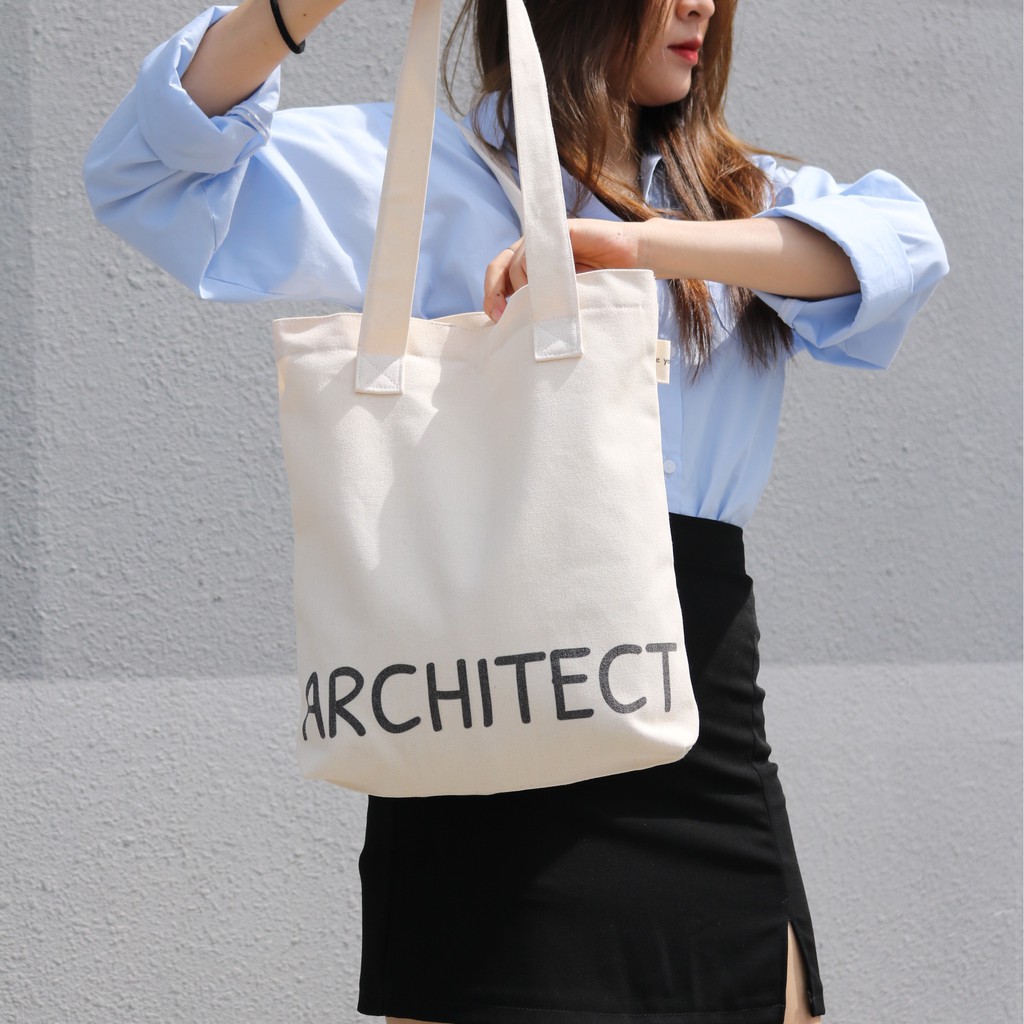 Túi tote ARCHITECT vải canvas mộc Tadi house vintage style