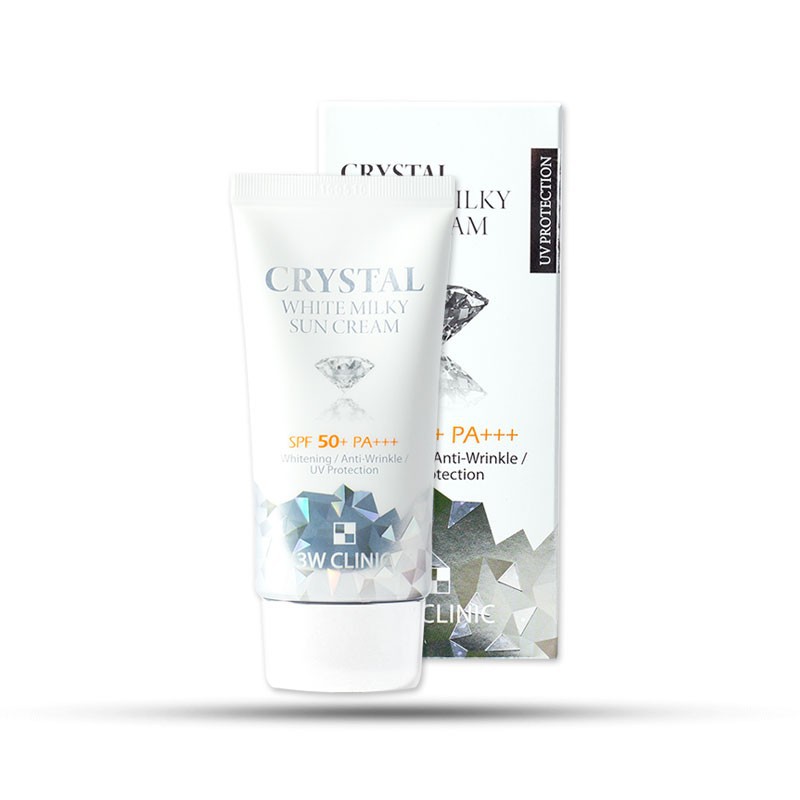 KEM CHỐNG NẮNG LÀM TĂNG ĐỘ ĐÀN HỒI DA CRYSTAL WHITE MILKY SUN CREAM 3W CLINIC 50ML - HÀN QUỐC CHÍNH HÃNG