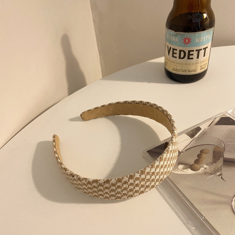 Băng đô cài tóc họa tiết caro phong cách retro Pháp