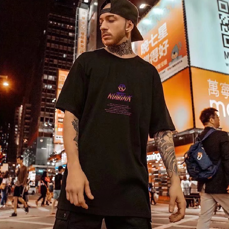 Áo Thun Tay Ngắn Dáng Rộng In Chữ Phong Cách Hip Hop Nhật Bản Thời Trang Mùa Hè Cho Nam Và Nữ Size M-8XL