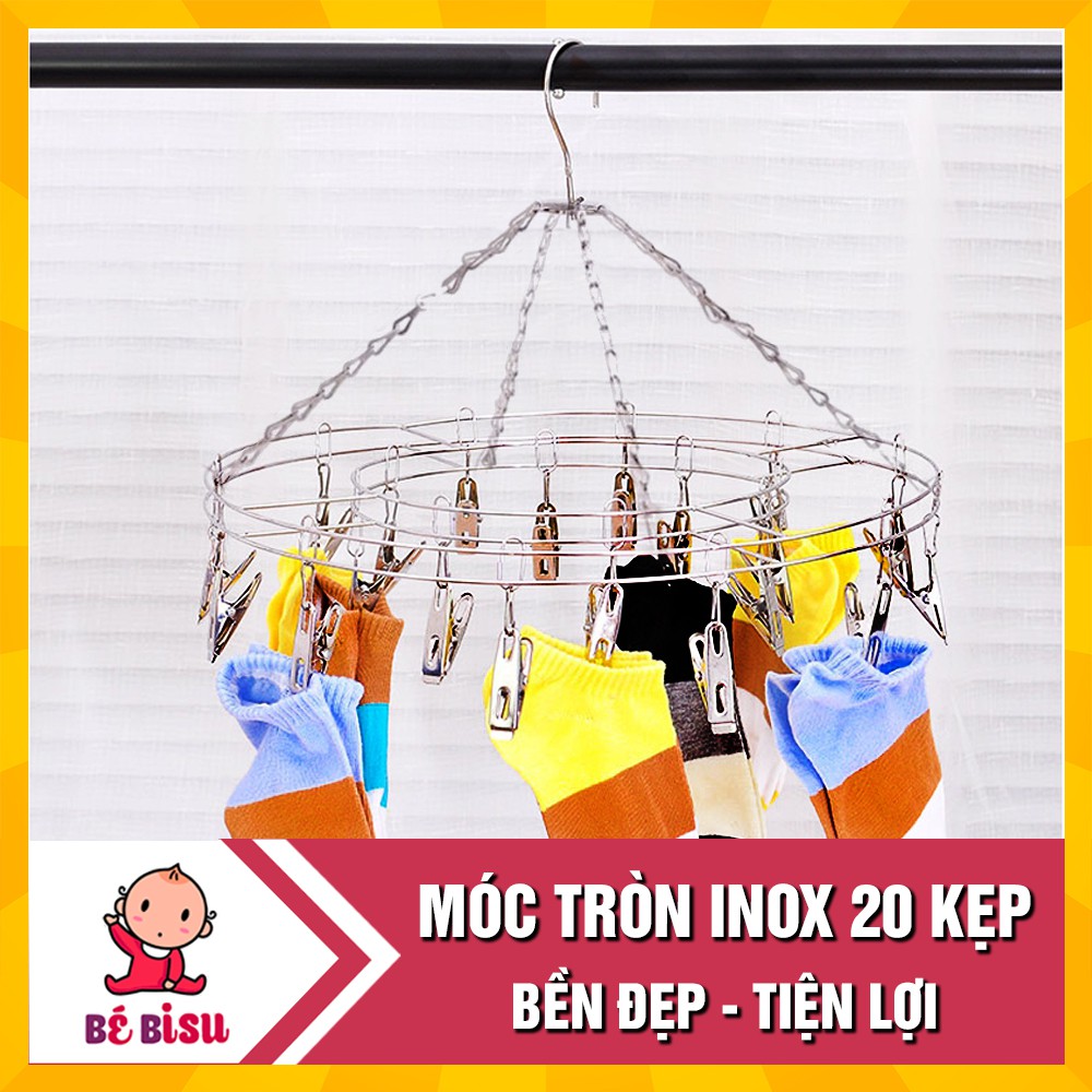 Móc tròn,móc chùm inox treo quần áo ( 20 móc)