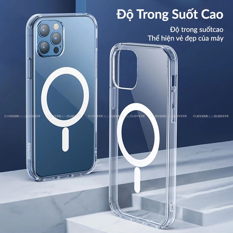 Ốp Lưng Trong Suốt Magnetic Remax Rm 1690 Với Mặt Lưng Pc Cứng Hỗ Trợ Sạc Không Dây Từ Tính Viền Tpu Mềm Chống Sốc