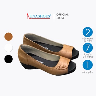 Giày đế xuồng nữ 3p búp bê da bò mềm êm chân Lunashoes (25808) hở mũi da thật cao cấp dễ đi kiểu Hàn quốc nhiều màu